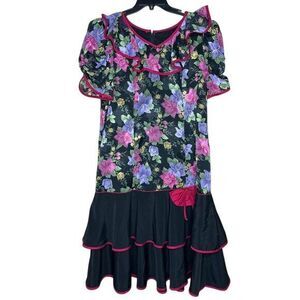 RM Floral Ruffle Hawaiian Dress‎ - Vintage Style, Bow Accent, Size 16 Vacation
